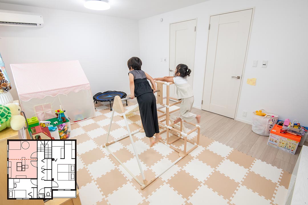 イメージ_東京セキスイハイム建築実例_現在はトランポリンや滑り台を置いてプレイルームとして使用