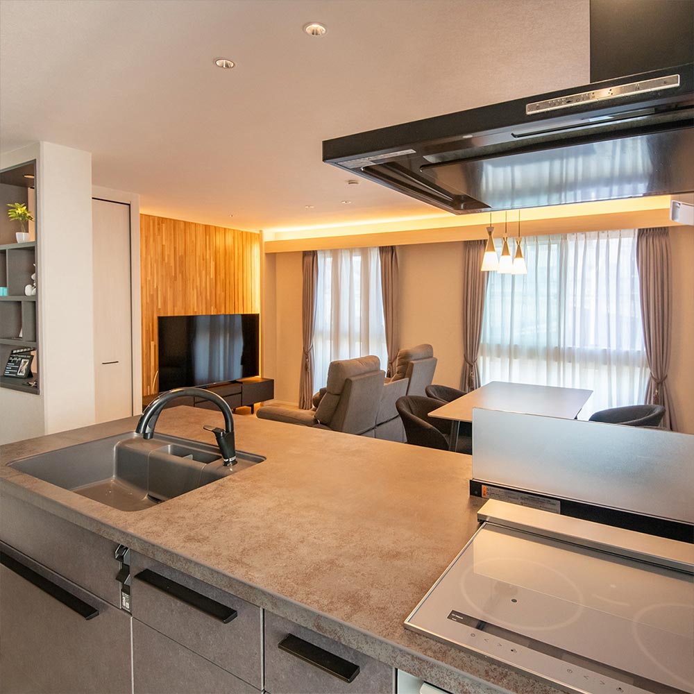 イメージ_東京セキスイハイム建築事例_フルフラットの対面キッチン