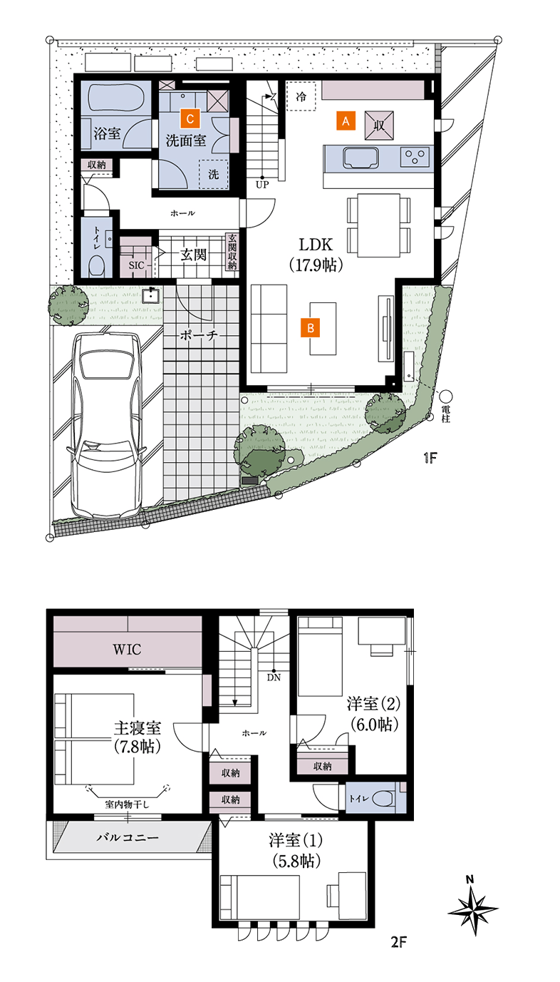 千葉県・葛城_plan 1F 2F