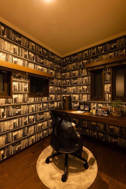 草加デシオ展示場_夜2F書斎