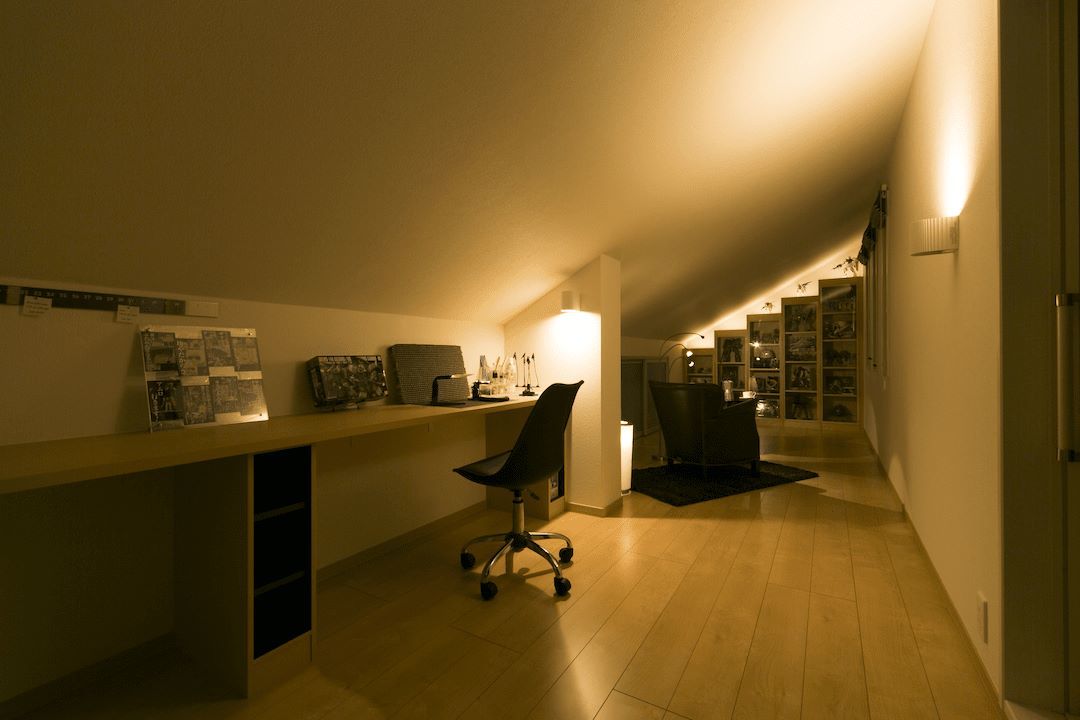 甲府昭和パルフェ展示場_夜3F書斎